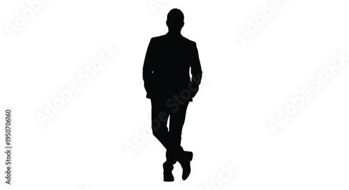 A full body shot of a man in a suit stark silhouette