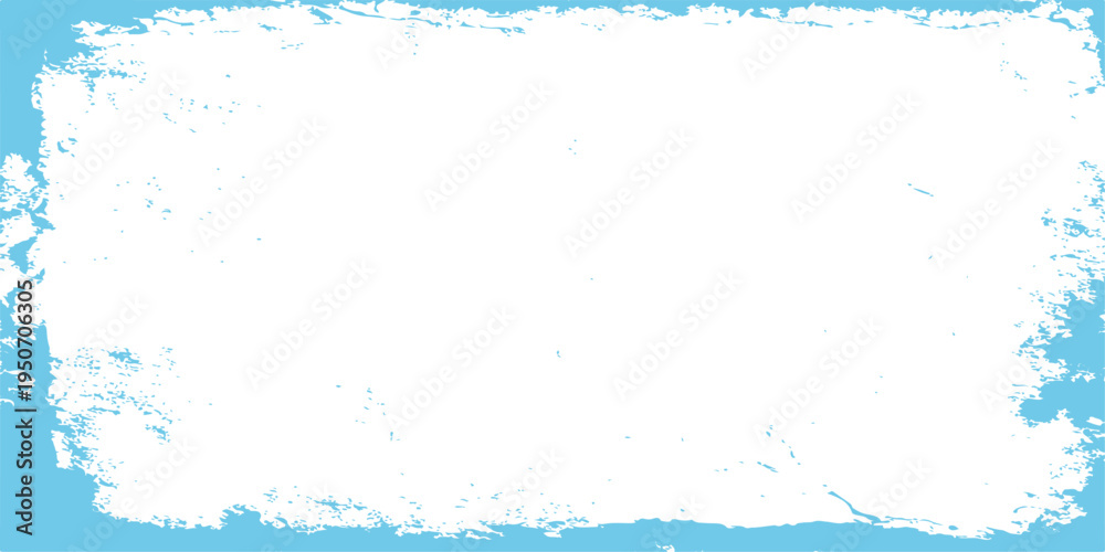 Obraz premium White distressed grunge paint stroke texture on light blue background with rough edges for vintage graphic design