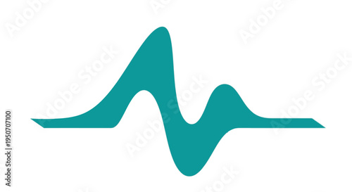 Abstract teal waveform graphic representing sound, heartbeat, or digital signal on a clean white background, ideal for technology, medical, or audio design projects.