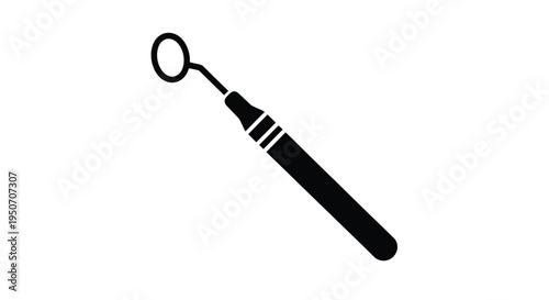 Dental explorer tool illustration a stark black graphic silhouette