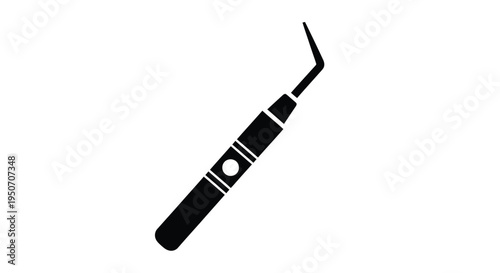 Dental instrument possibly a probe in stark black silhouette