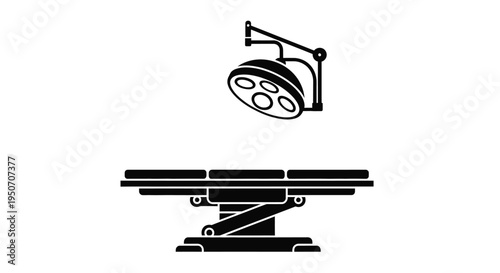 Operating room equipment including a surgical light and table silhouette