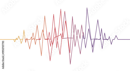 Vibrant sound wave visualization with colorful gradient, representing audio, music, and digital signal processing on a white background