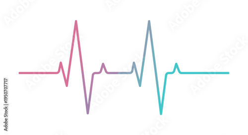 Abstract electrocardiogram heartbeat line graph with gradient colors, representing health, life, and medical science