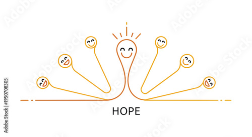Vector illustration of a smiling face with hope and ideas, symbolizing inspiration and creativity