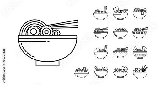 Ramen noodle bowls with chopsticks.