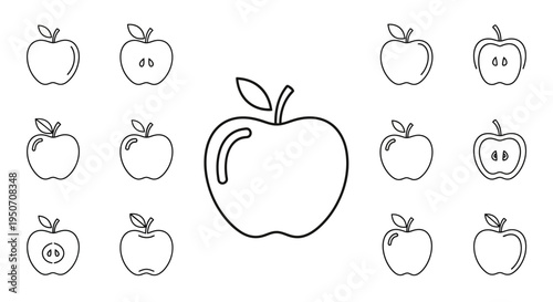 Collection of apples in outline style.