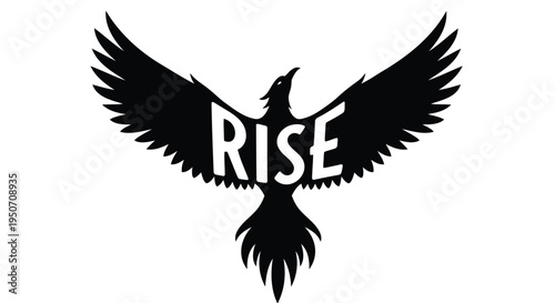 Black eagle logo with 'RISE' text vector