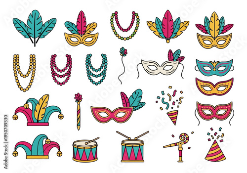 Mardi Gras Carnival Celebration Elements Collection.