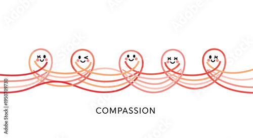 Vector illustration of compassion concept with smiley faces