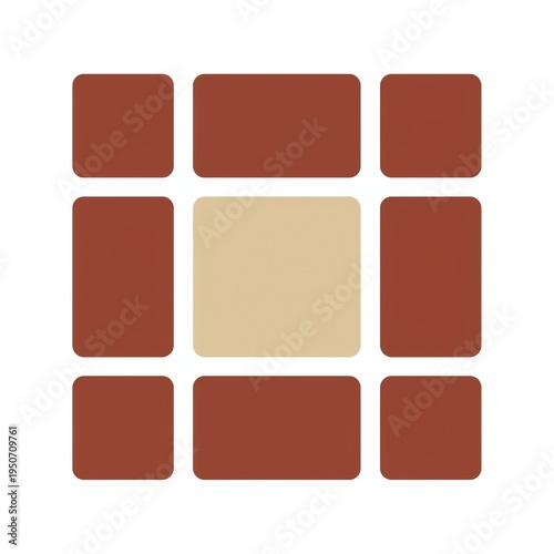 Geometric Pattern of Red Brown and Beige Squares and Rectangles