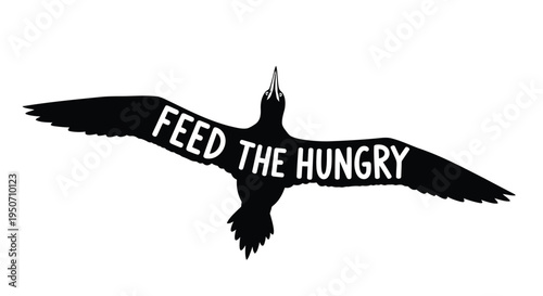 Vector illustration of bird with 'FEED THE HUNGRY' text