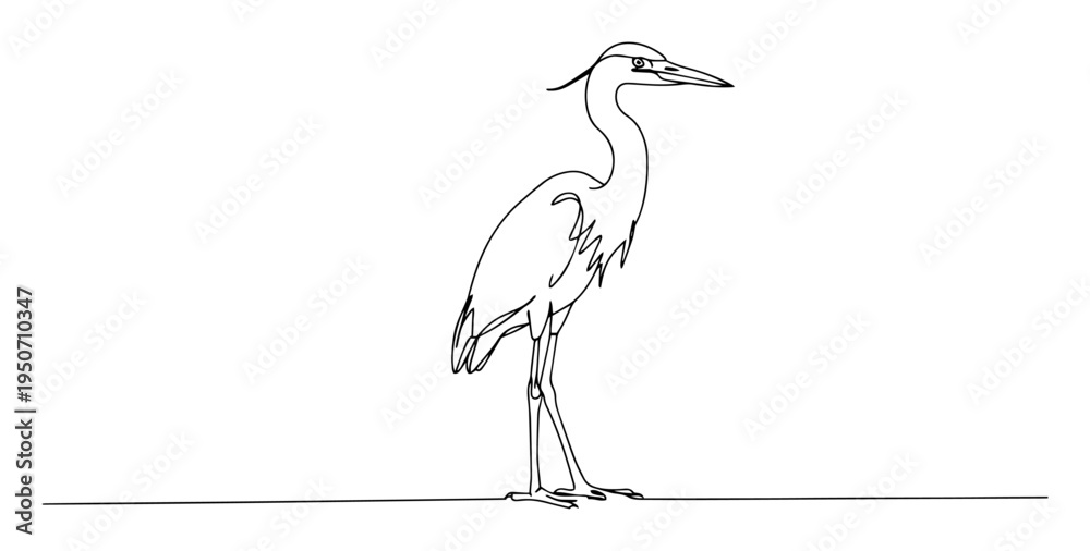 Fototapeta premium heron line drawing in minimalist style
