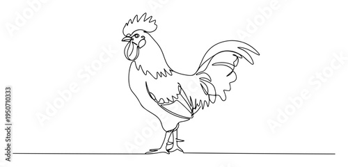 rooster line drawing in profile view