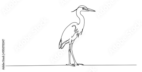 heron line drawing in minimalist style