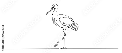 stork line drawing in standing pose