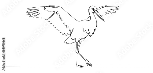 stork line art with open wings