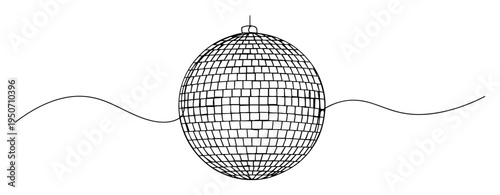 disco ball line drawing with reflection wave