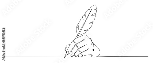hand writing with feather quill line art