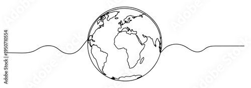 earth globe with continents line art