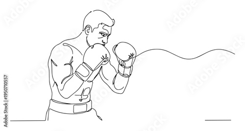 boxer in fighting stance line drawing