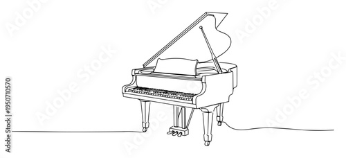 grand piano line art in detailed style