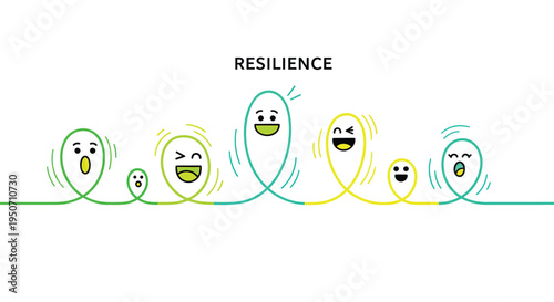 Set of 7 resilience emoticon faces vector