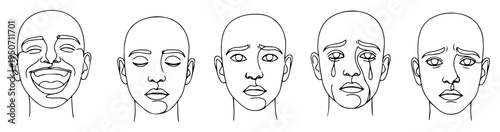 sequence of facial expressions in linear vector style