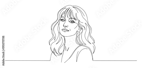 female portrait line art drawing with emotional expression