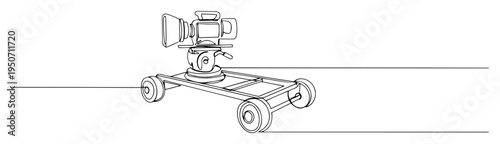 cinematic camera dolly in outline vector style