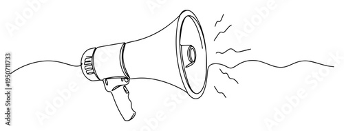 megaphone outline illustration in minimal line art style