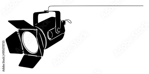 film spotlight vector drawing in black and white