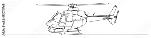 helicopter line art vector drawing
