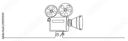 vintage film projector line art vector illustration