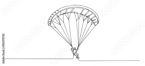 parachute person landing line art illustration