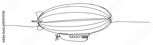 airship zeppelin line art vector illustration