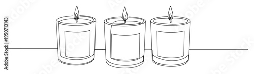 scented candles in glass jars line drawing