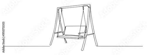 garden swing bench line vector drawing