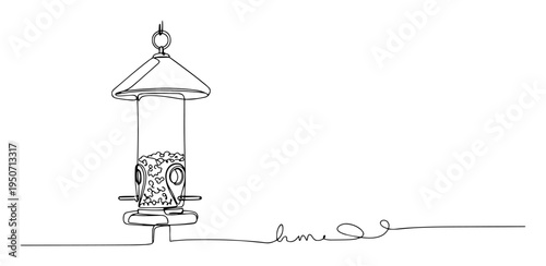 hanging bird feeder vector line drawing