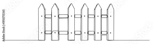 wooden fence section line vector drawing