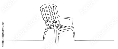 plastic patio chair line vector drawing