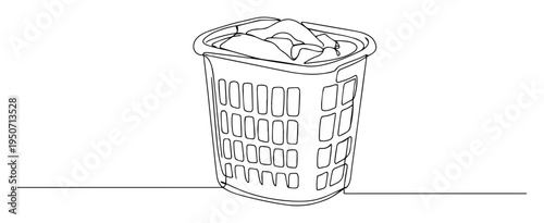 laundry basket with clothes line art