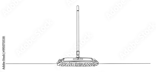 flat mop cleaning tool line art