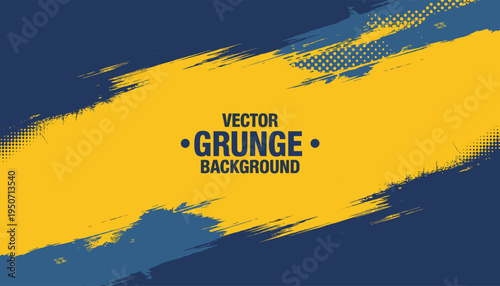 Dynamic Grunge Brush Stroke Background With Halftone Dots In Blue And Yellow abstract texture