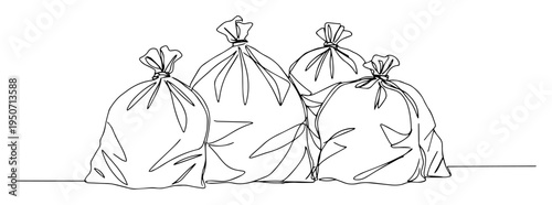 garbage bags group line vector illustration