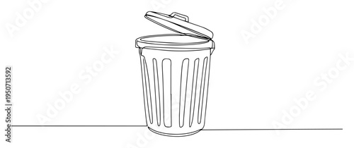 trash can with lid line drawing