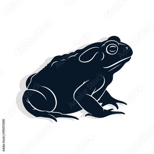 Silhouette of a toad isolated on white background, vector illustration.