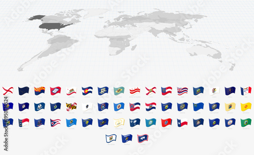 Vibrant Waving Flags of Every US State