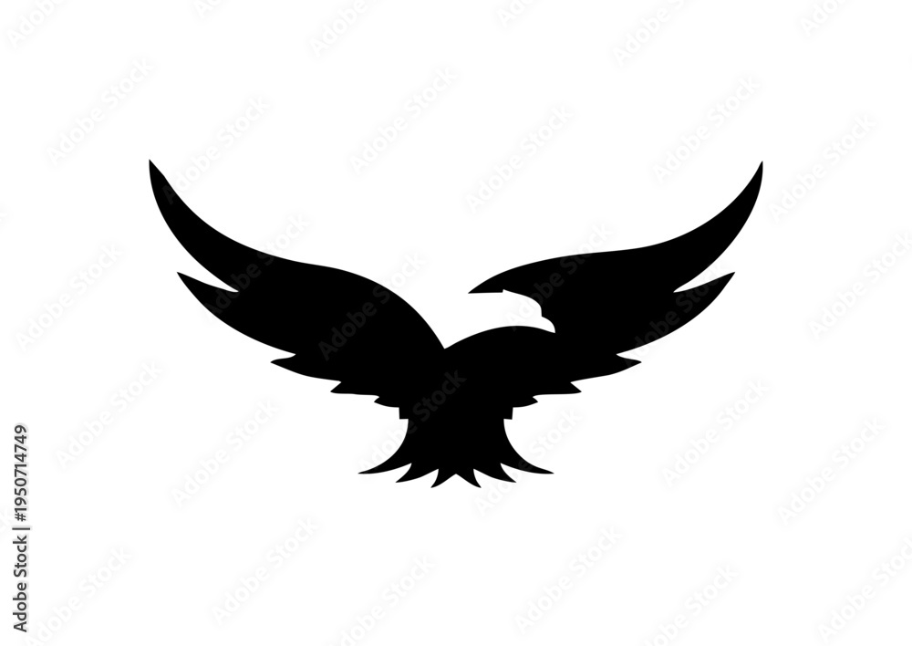 Fototapeta premium Black silhouette of an eagle flying.