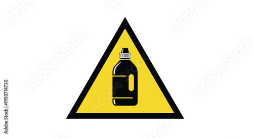 Warning sign with a bottle symbol on a yellow triangle against a white background.